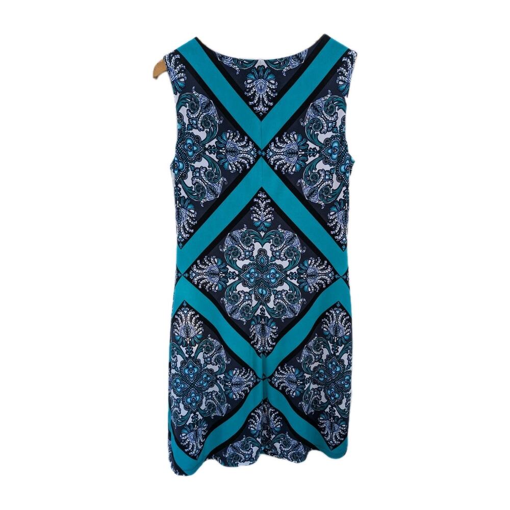 INC International Concepts Womens Size 10 Shift Dress Blue Paisley Geometric - Picture 2 of 4